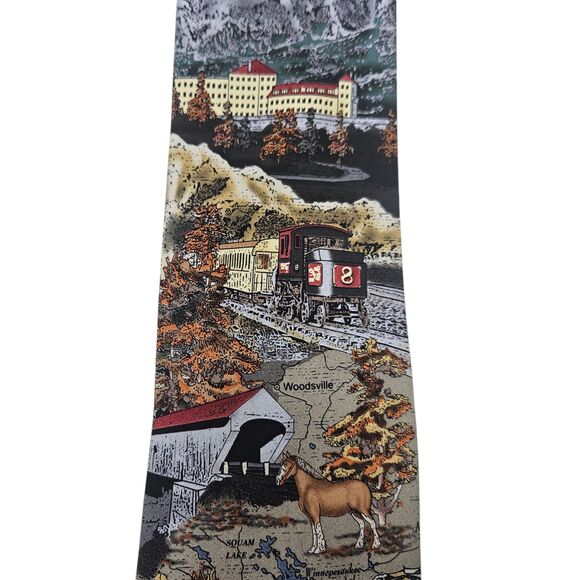 RIVETZ OF BOSTON 100% Silk Neck Tie New Hampshire Landmarks Hand Made Scenery - Picture 3 of 8